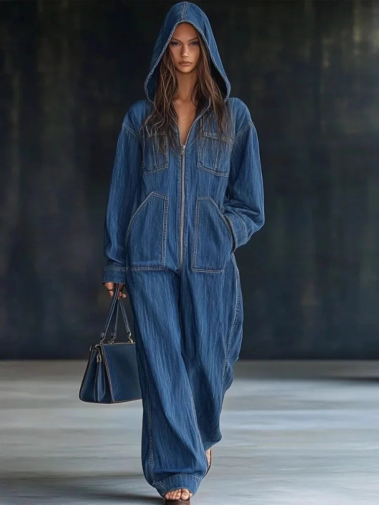 Streetwear Wide -Leg Pants Denim overalls