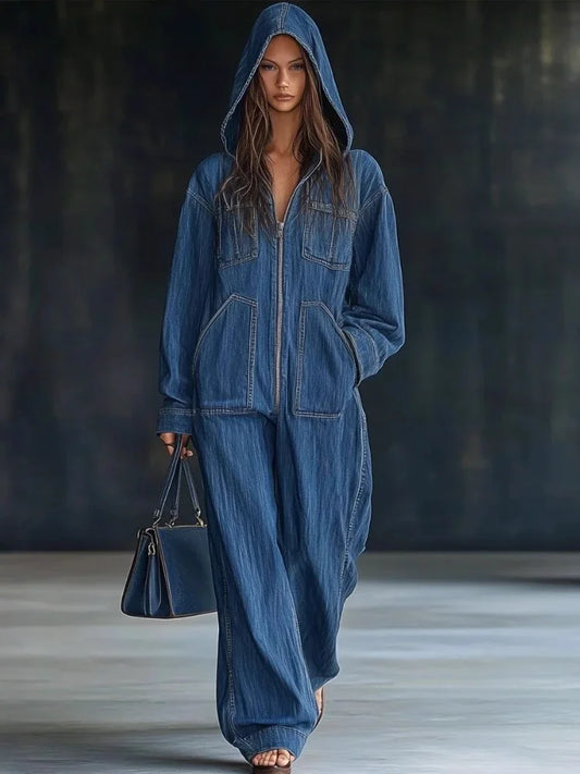 Streetwear Wide -Leg Pants Denim overalls