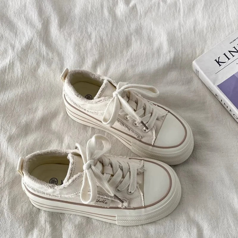 Women's Raw-Edge Platform Canvas Shoes
