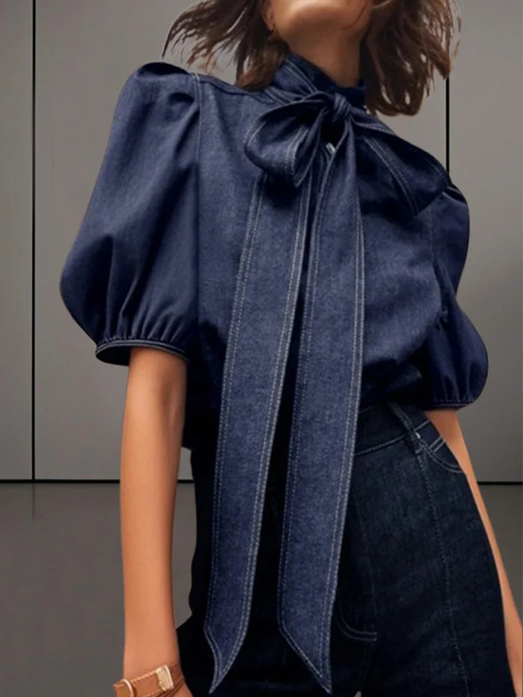 Denim Puff Sleeve Top