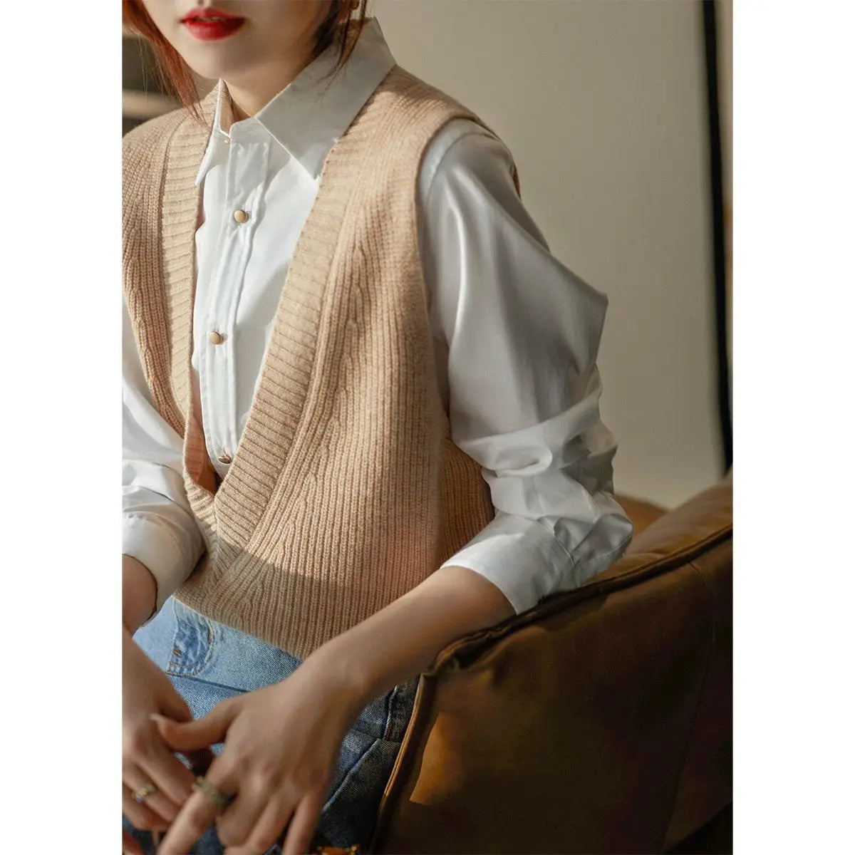 Versatile Vest V-neck Knitted