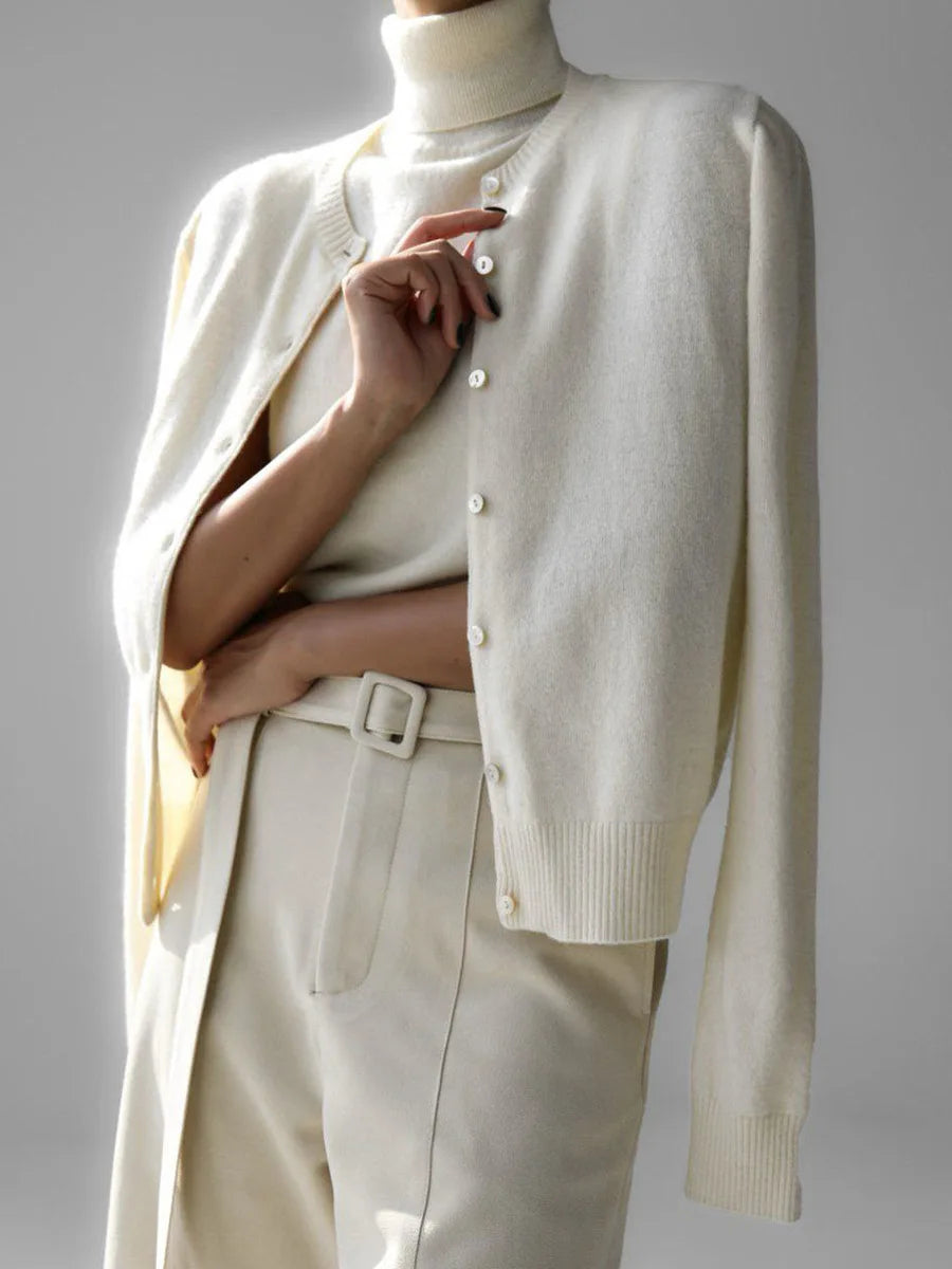 Women's Turtleneck Sleeveless Tank Top Cardigan Sweater Set