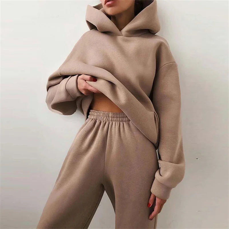 Warm Hoodie Sweatshirt Two Pieces Oversized