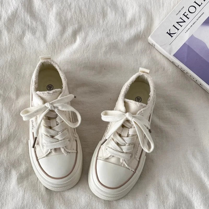 Women's Raw-Edge Platform Canvas Shoes