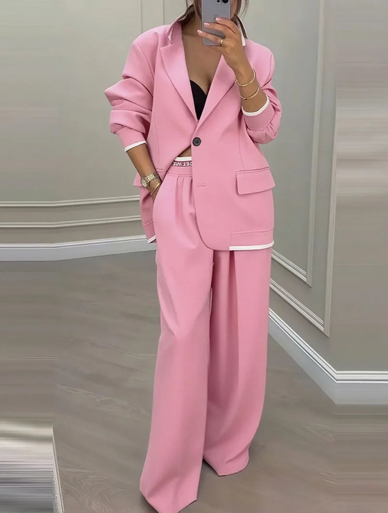 Temperament Women's Pants Suit Loose Solid Color