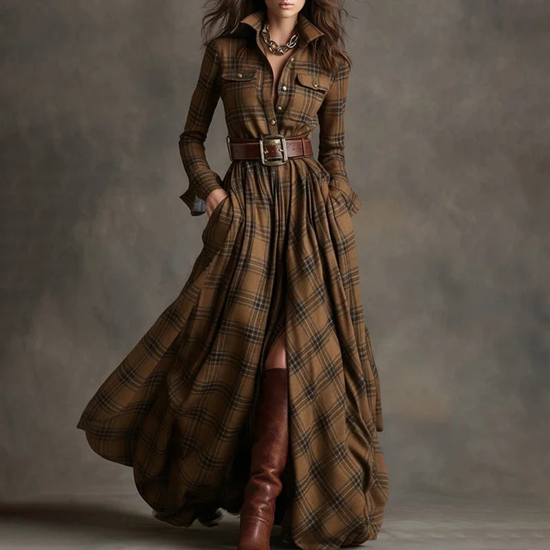 Plaid Print Maxi Dress