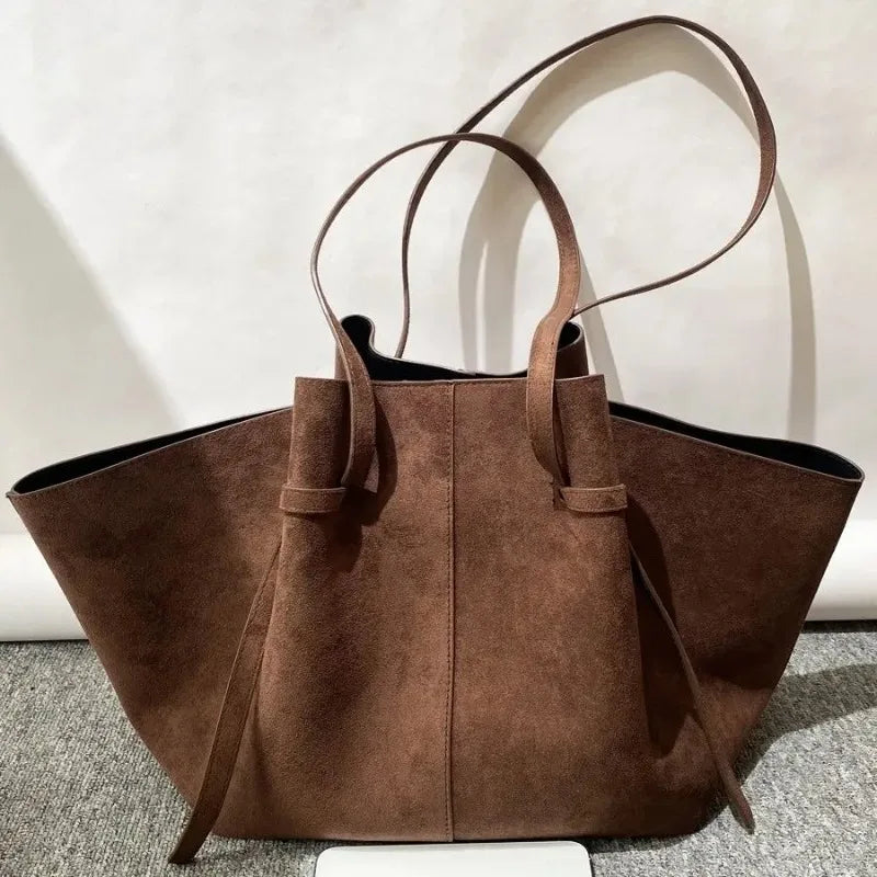 Luxury suede/genuine leather women's handbag