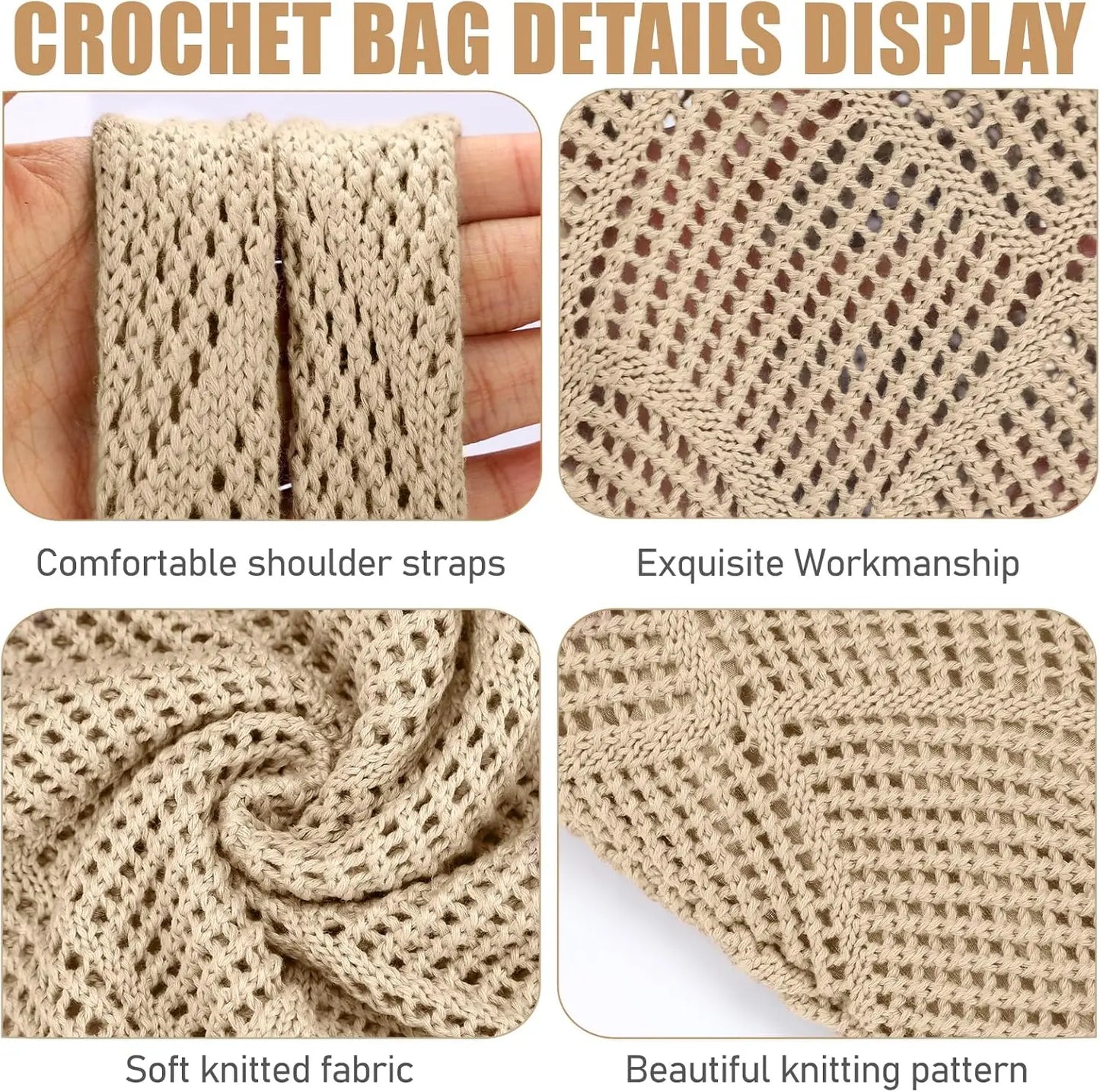 Women's Crochet Foldable Woven Bag