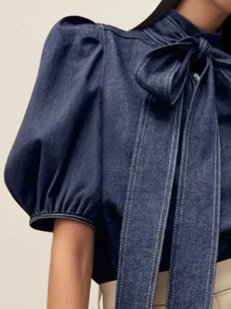 Denim Puff Sleeve Top