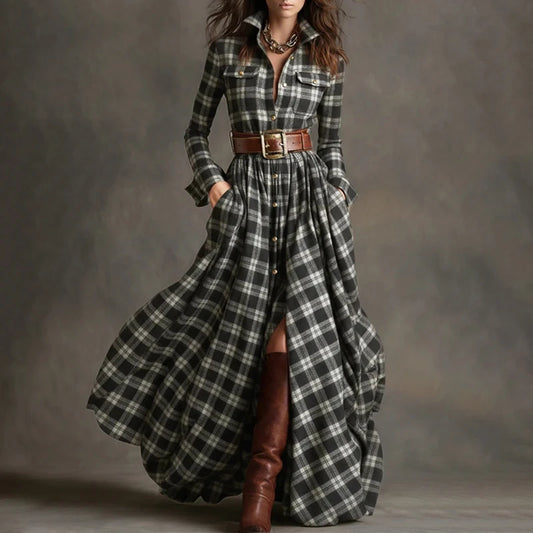 Plaid Print Maxi Dress