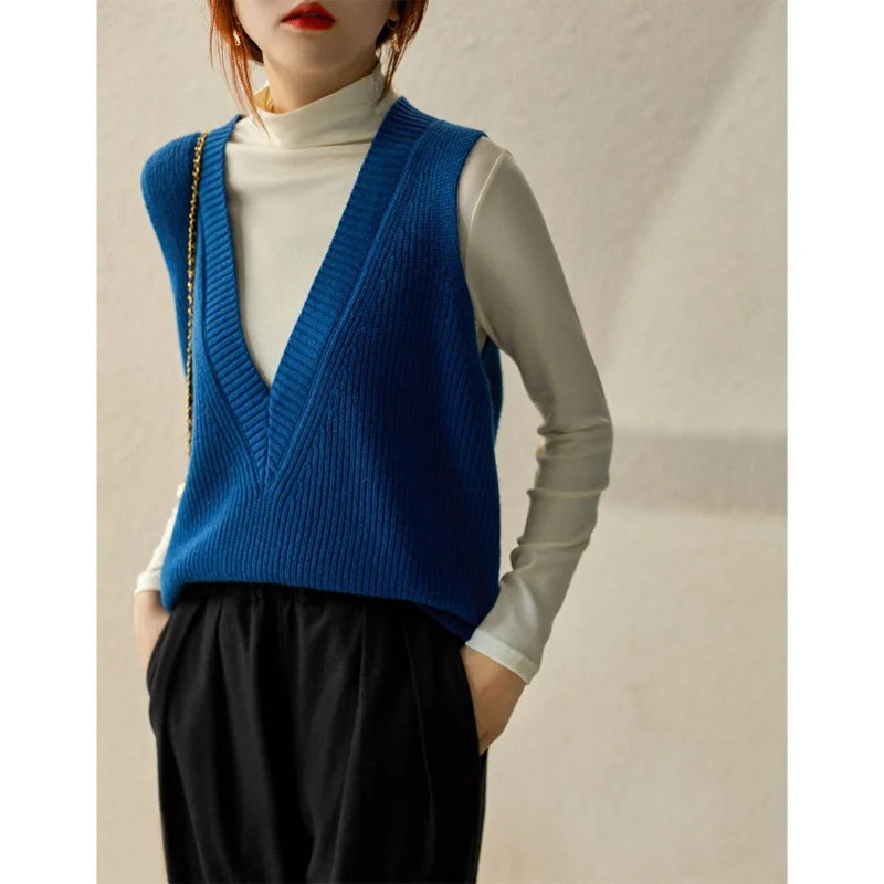 Versatile Vest V-neck Knitted