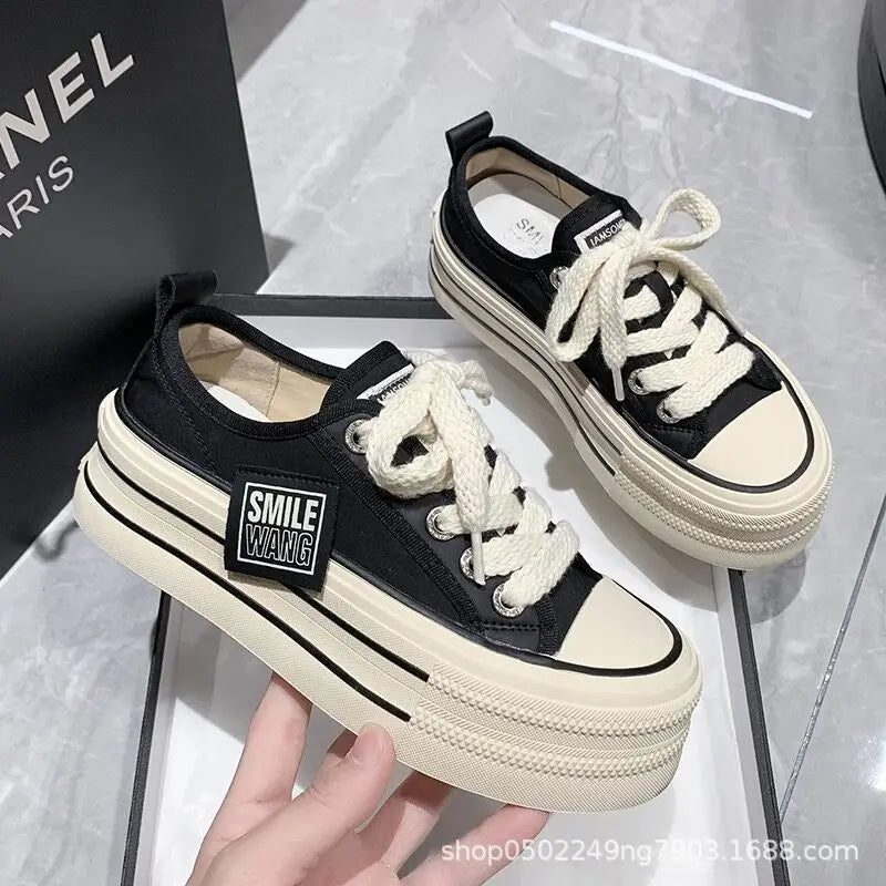 Black & White Platform Canvas Shoes