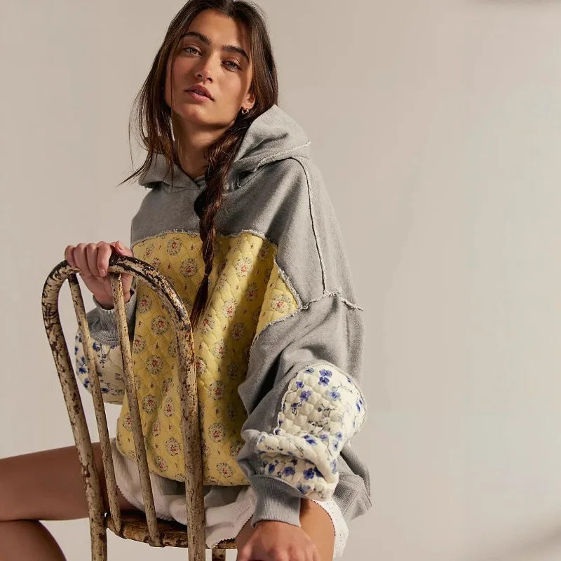 Patchwork Sweatshirt Long Sleeve