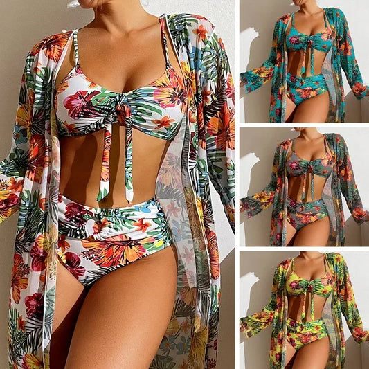 Tropical Bloom 3-Piece Bikini Set