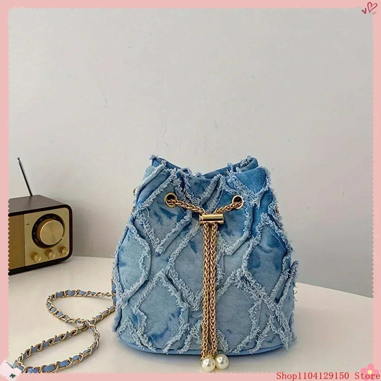 Denim bucket bag