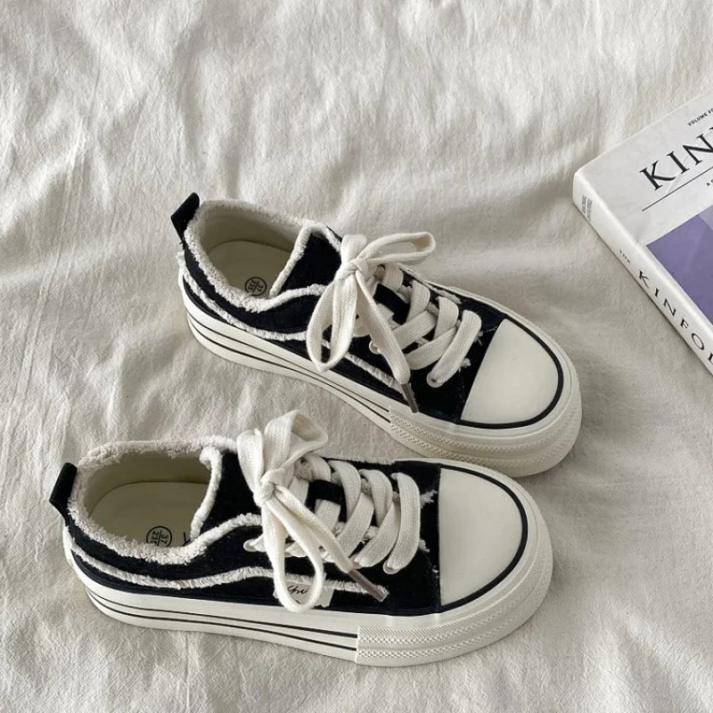 Women's Raw-Edge Platform Canvas Shoes