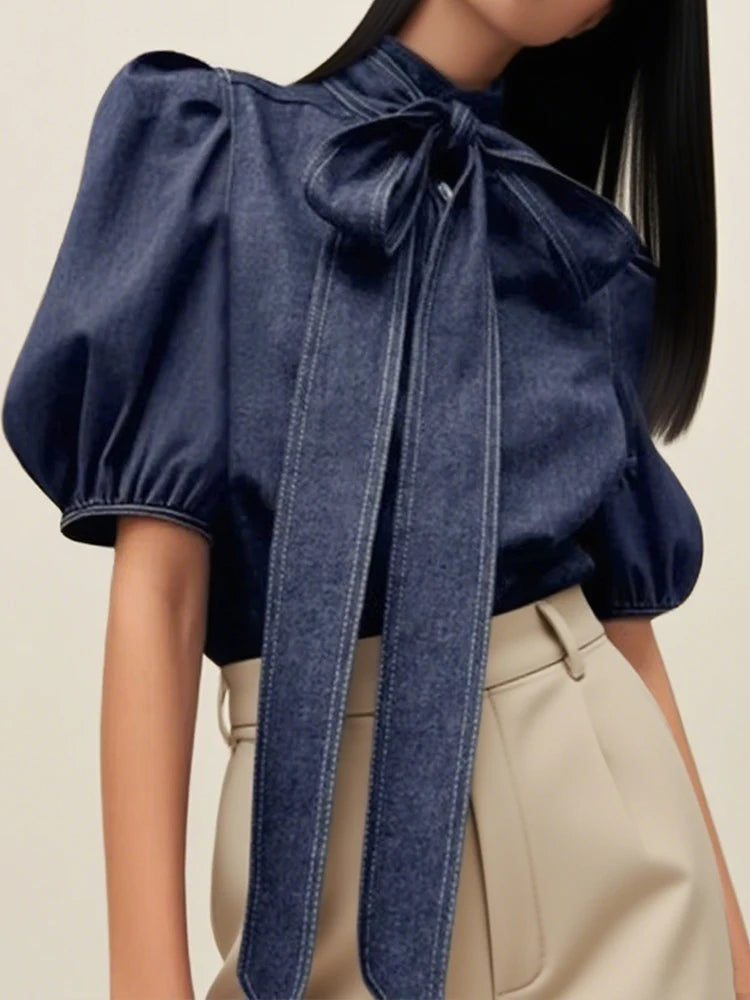 Denim Puff Sleeve Top