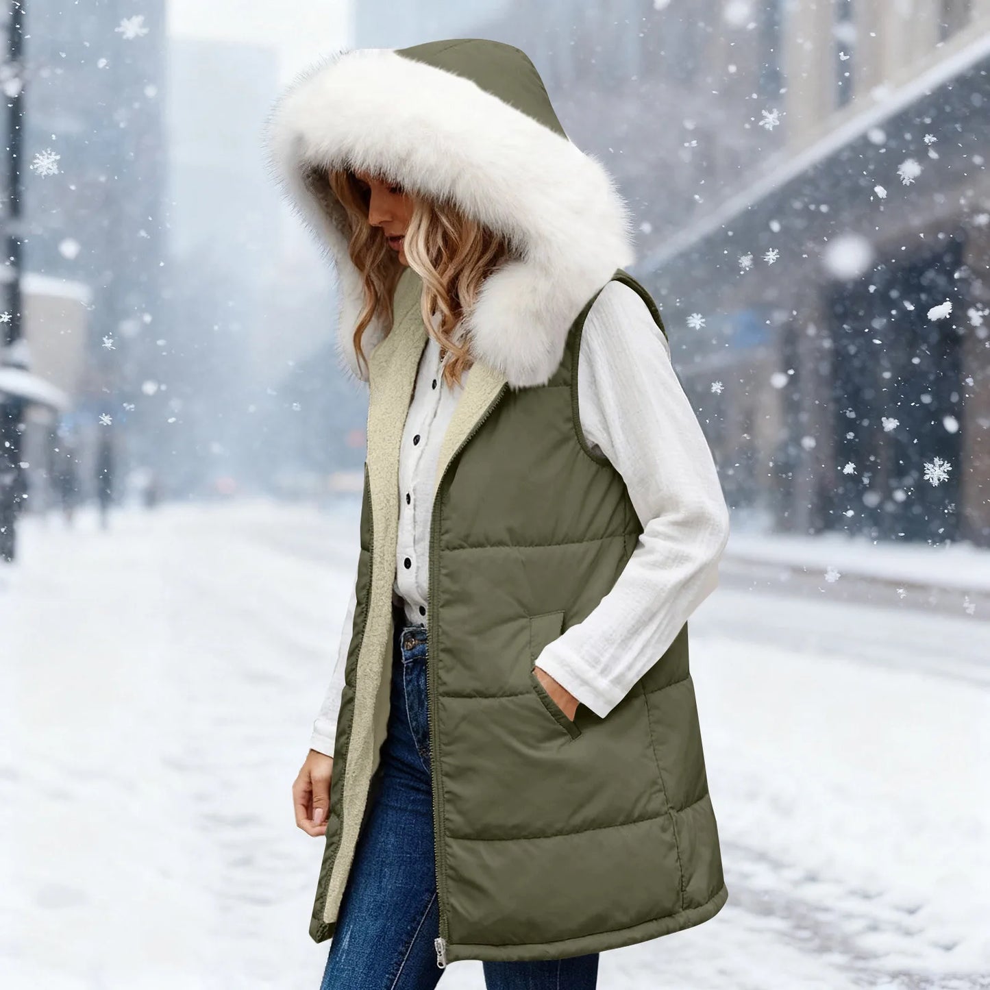 Mid Long Vest Solid Color