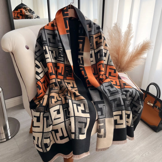 Two-Sided Print Scarf Soft Warm Pashmina Fashion Shawl