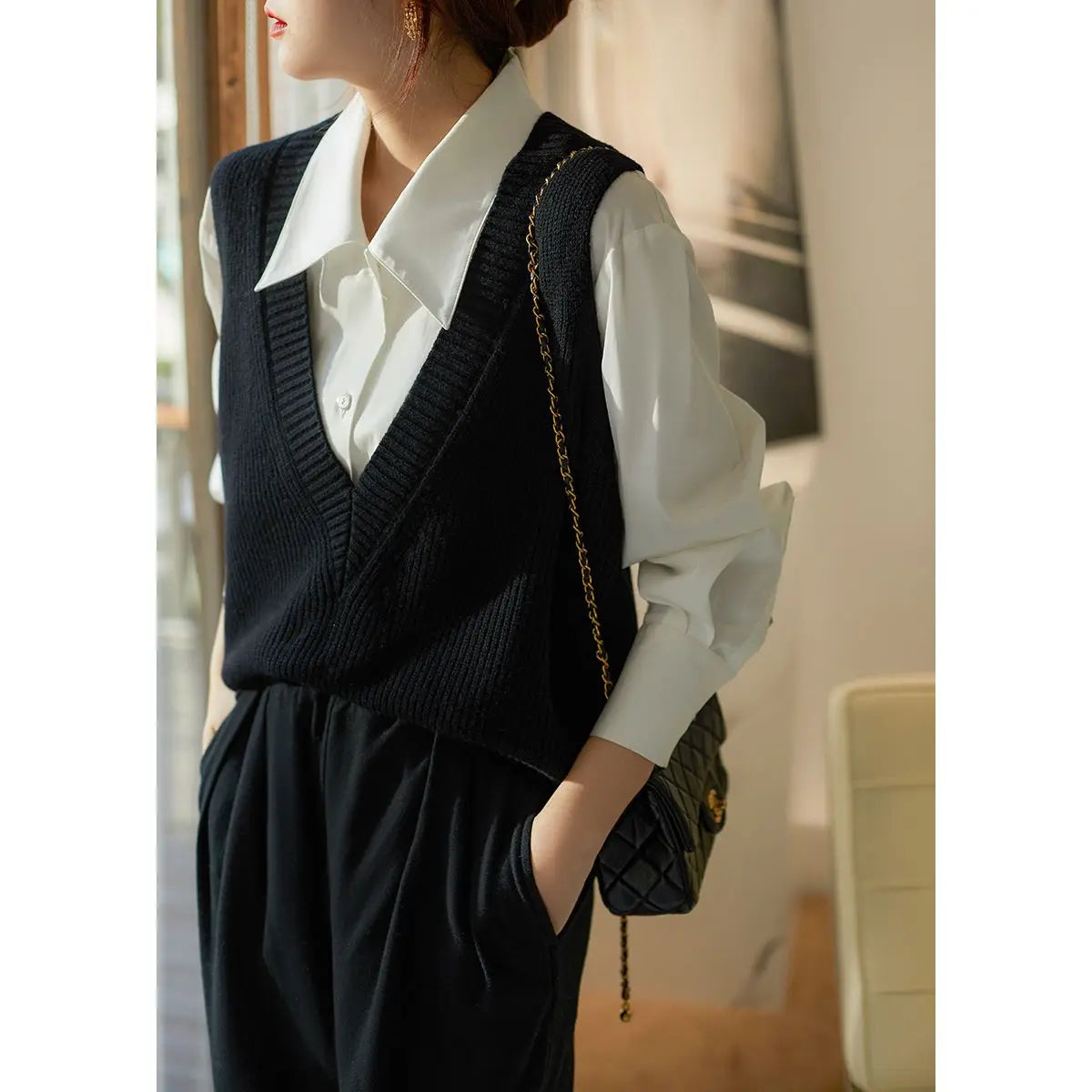 Versatile Vest V-neck Knitted