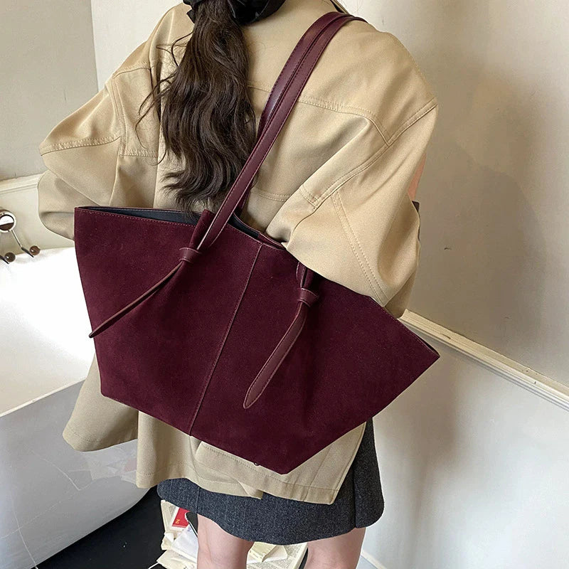 Faux Suede Tote Bag