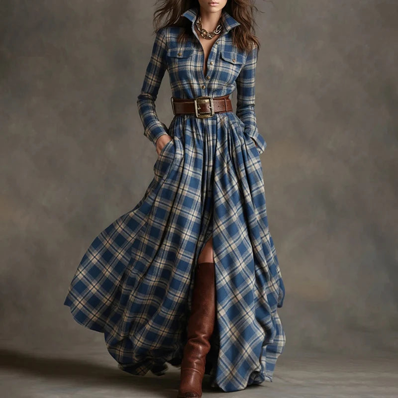 Plaid Print Maxi Dress