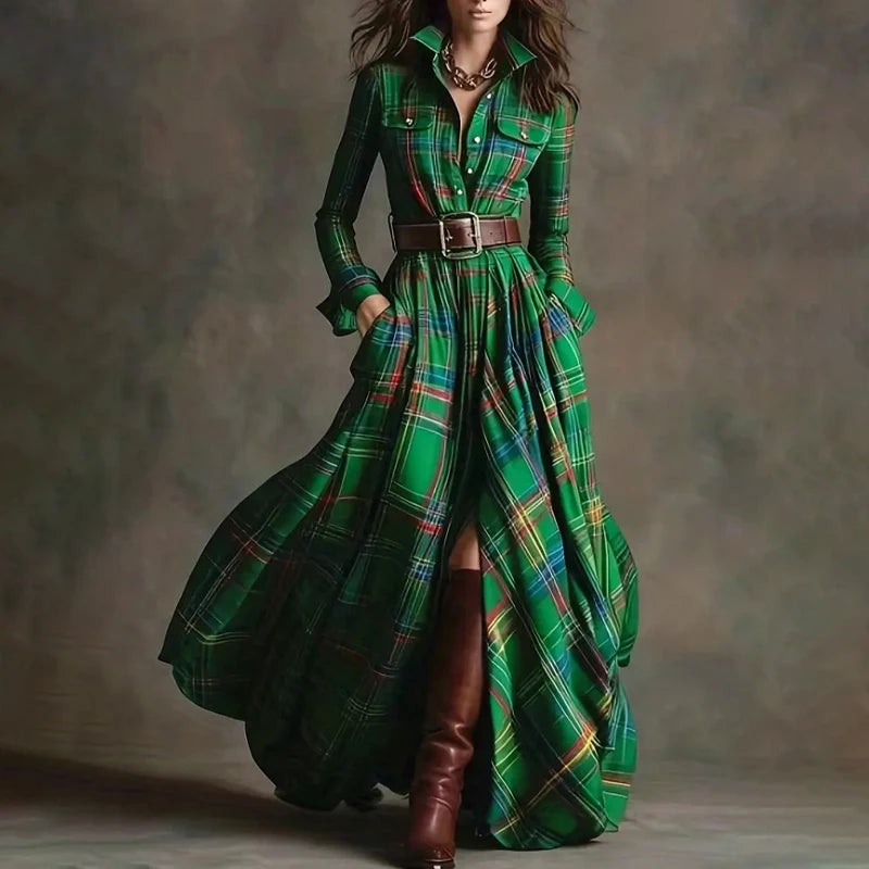 Plaid Print Maxi Dress