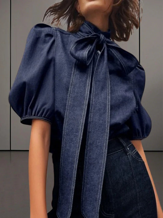 Denim Puff Sleeve Top