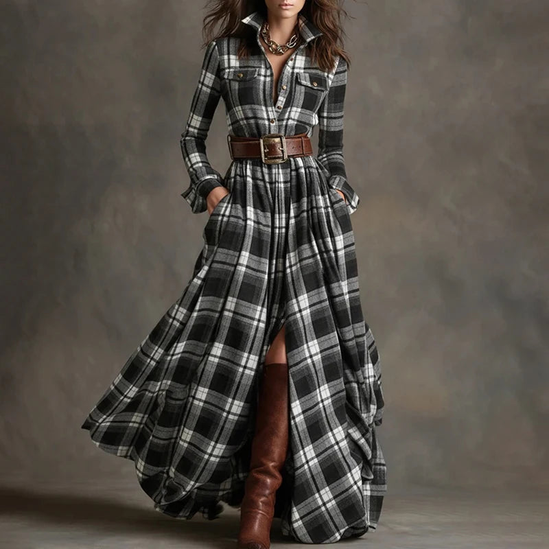 Plaid Print Maxi Dress