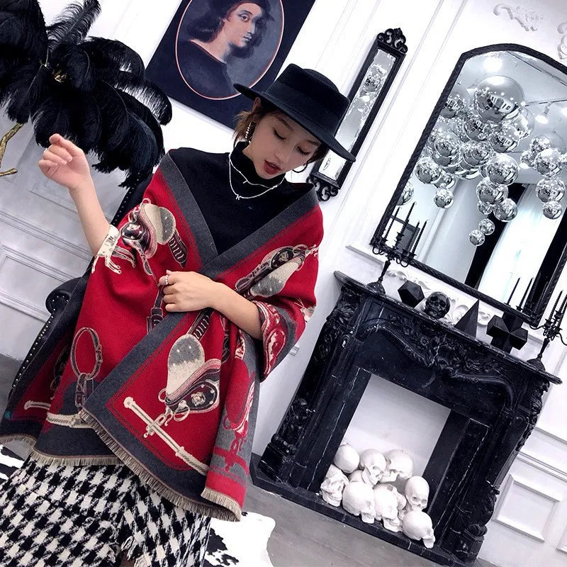 Cashmere Scarf Women Luxury Horse Print