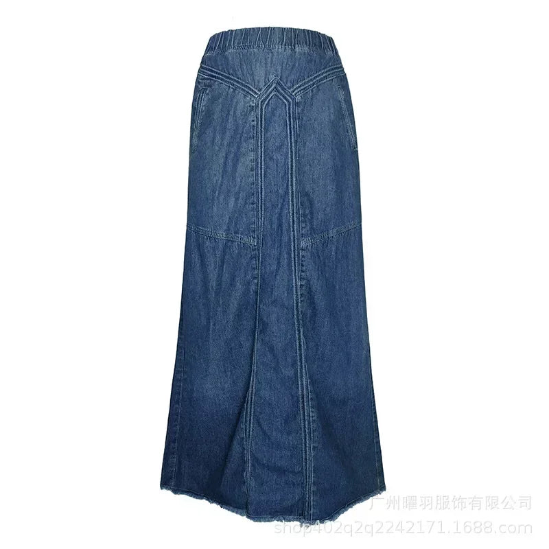 Skirt Bleached Elastic High Waist