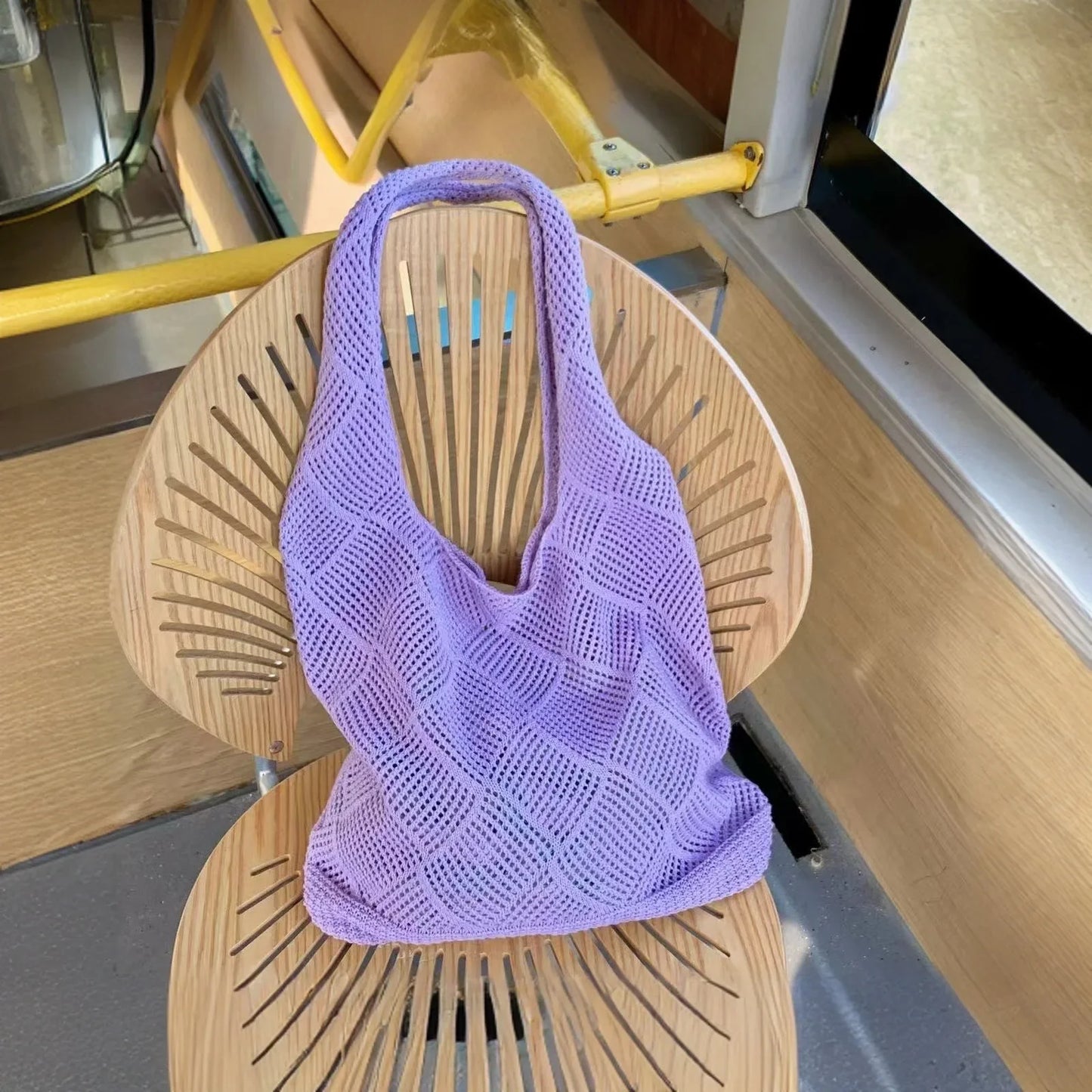 Women's Crochet Foldable Woven Bag