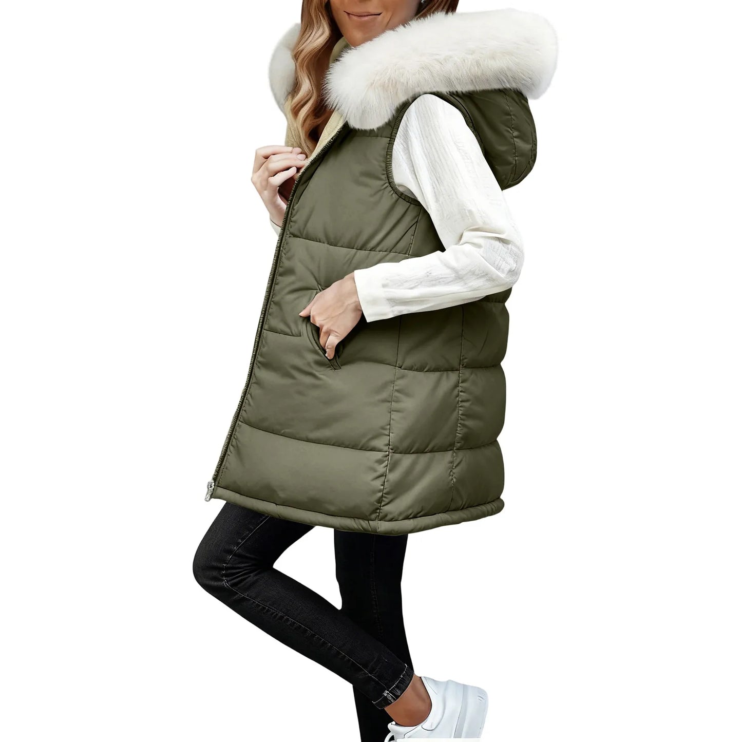 Mid Long Vest Solid Color