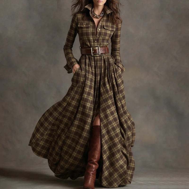 Plaid Print Maxi Dress