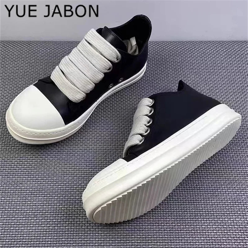 High-top Canvas Sneakers Black Leather with zipper