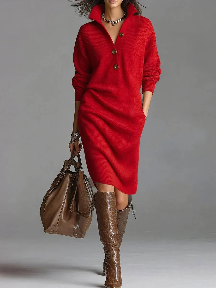 Solid Color Slim Long Sleeve Dress