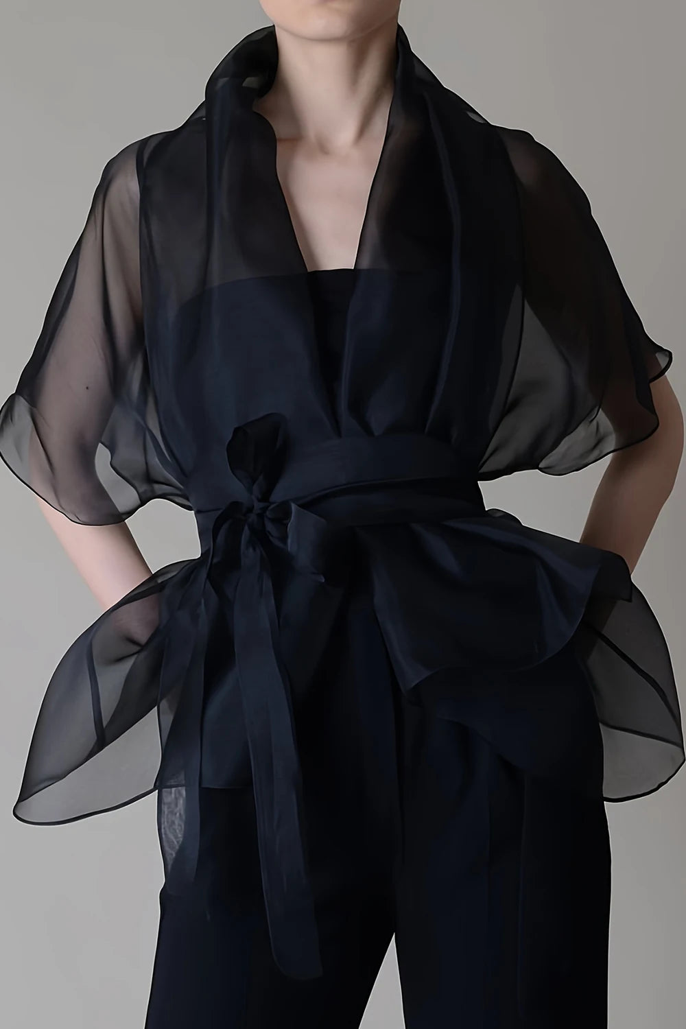 Women's Organza Blouse Lace Up