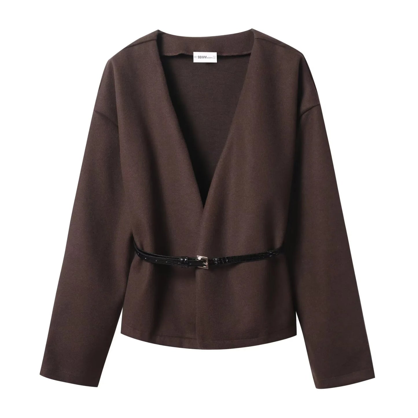 EDSA Women Soft Belted Jacket Wrap V-neck