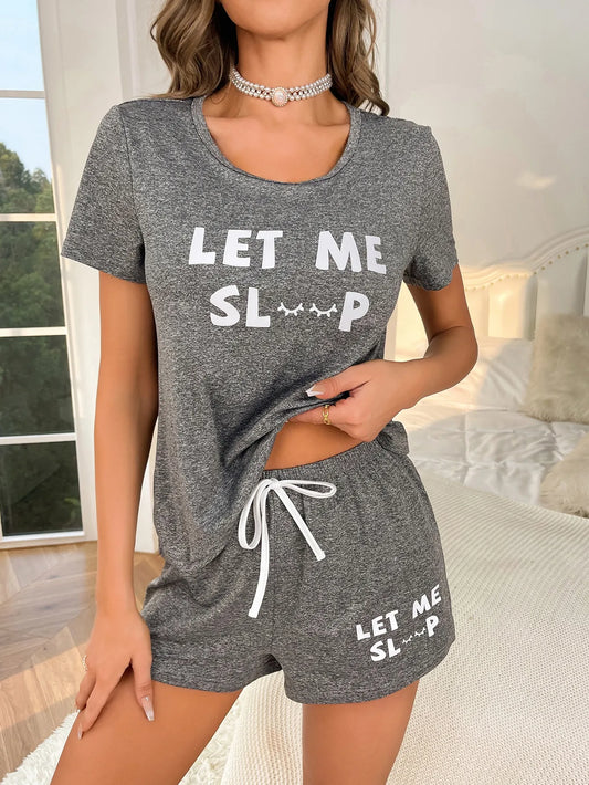 Soft Gray "Let Me Sleep" Pajama Set
