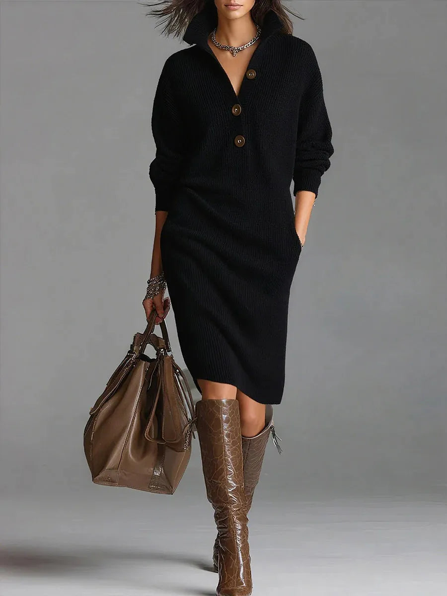 Solid Color Slim Long Sleeve Dress