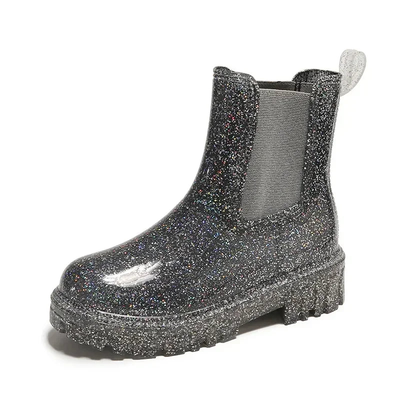 New Women's Shiny Color Rain Boots Four Seasons