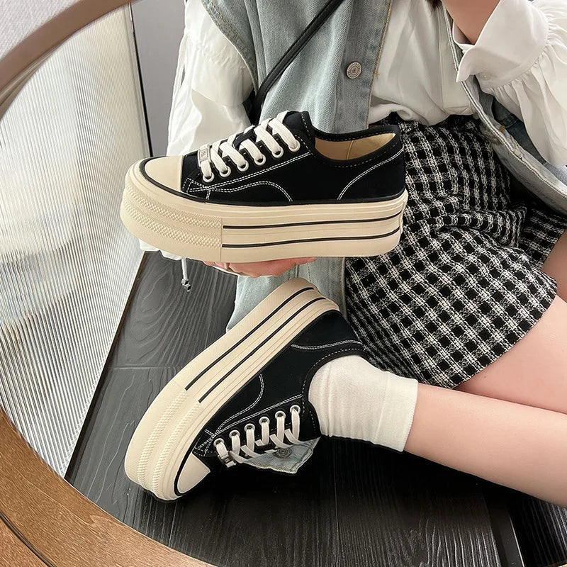 Black & White Platform Canvas Shoes