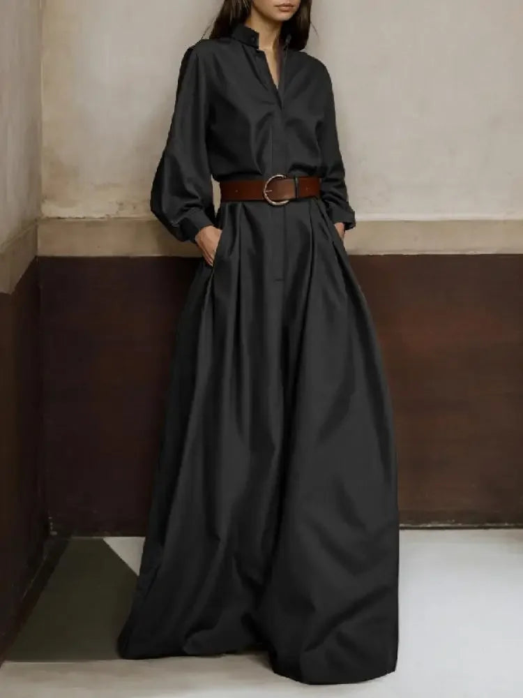Solid Color High Waist Loose Fit Jumpsuit