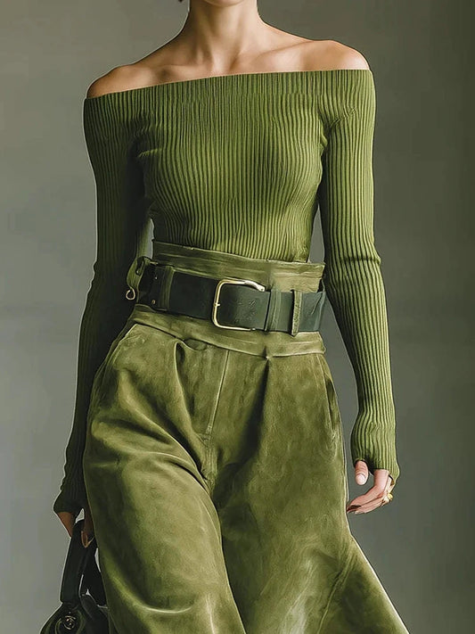 Fashion Patchwork High Waist Two-Piece Suit