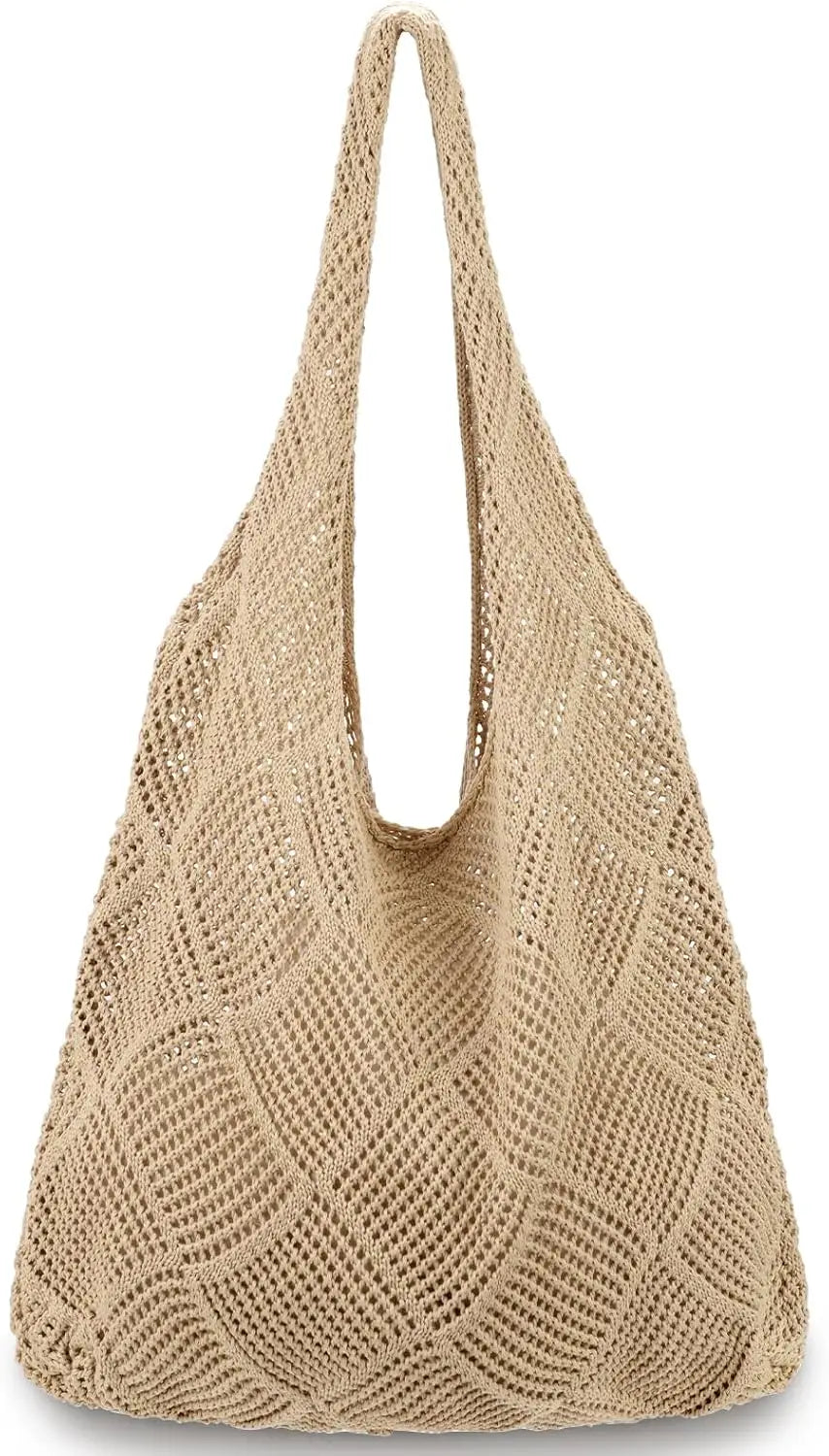 Women's Crochet Foldable Woven Bag