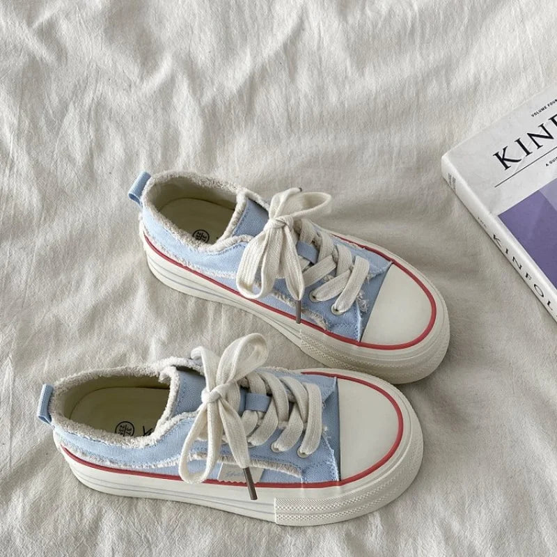 Women's Raw-Edge Platform Canvas Shoes