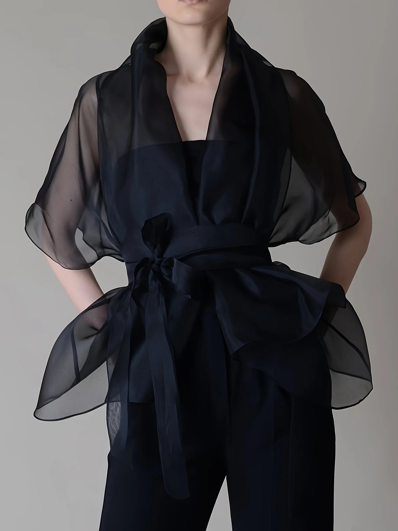 Women's Organza Blouse Lace Up