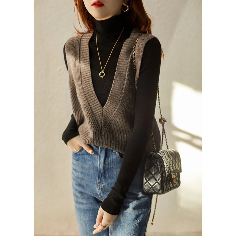 Versatile Vest V-neck Knitted