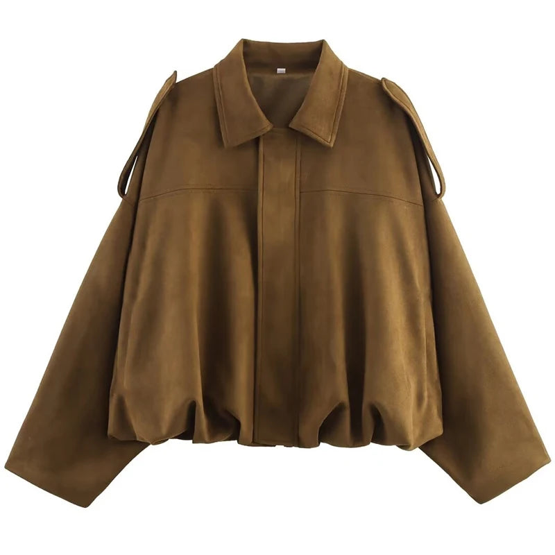 HXAO Women's Suede Bomber Jacket
