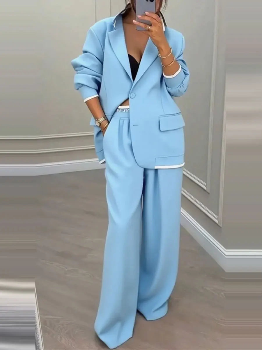 Temperament Women's Pants Suit Loose Solid Color